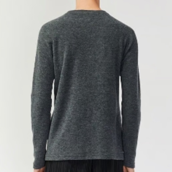 Men's Wings + Horns Felted Wool Crewneck Sweater in Charcoal Grey - Size M - Picture 2 of 5